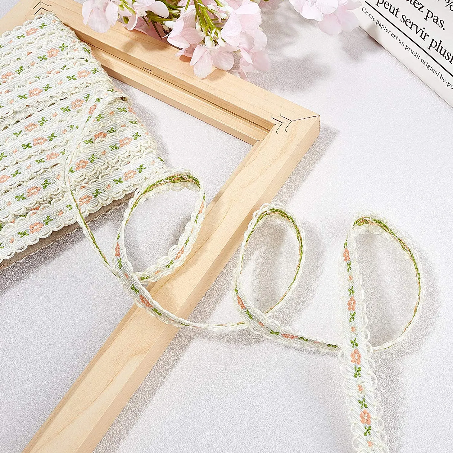 22Yards Embroidery Flower Trim1/2(12mm) Polyester Lace Trim Ribbons(Antique White) for Sewing, Craft Decoration,Wedding, or Home Decor Embellishmen