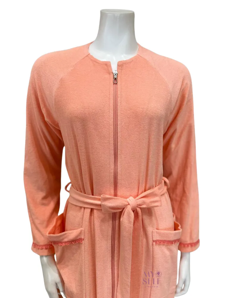 23132RC Sunset Tassel Trim Cotton Zippered French Terry Robe