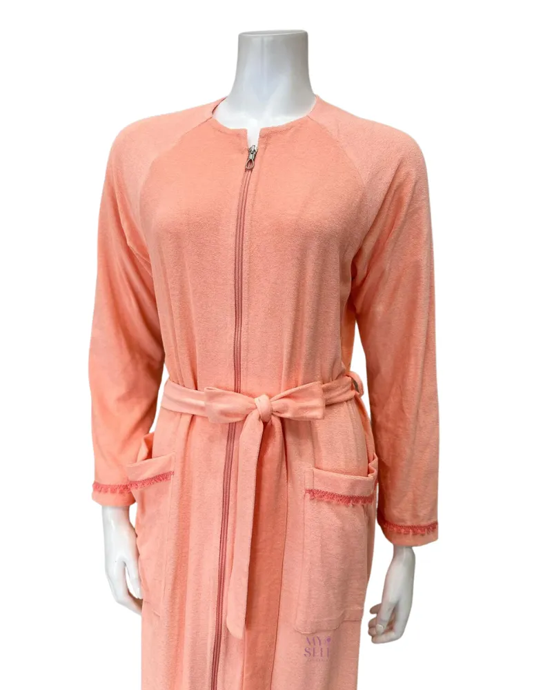23132RC Sunset Tassel Trim Cotton Zippered French Terry Robe