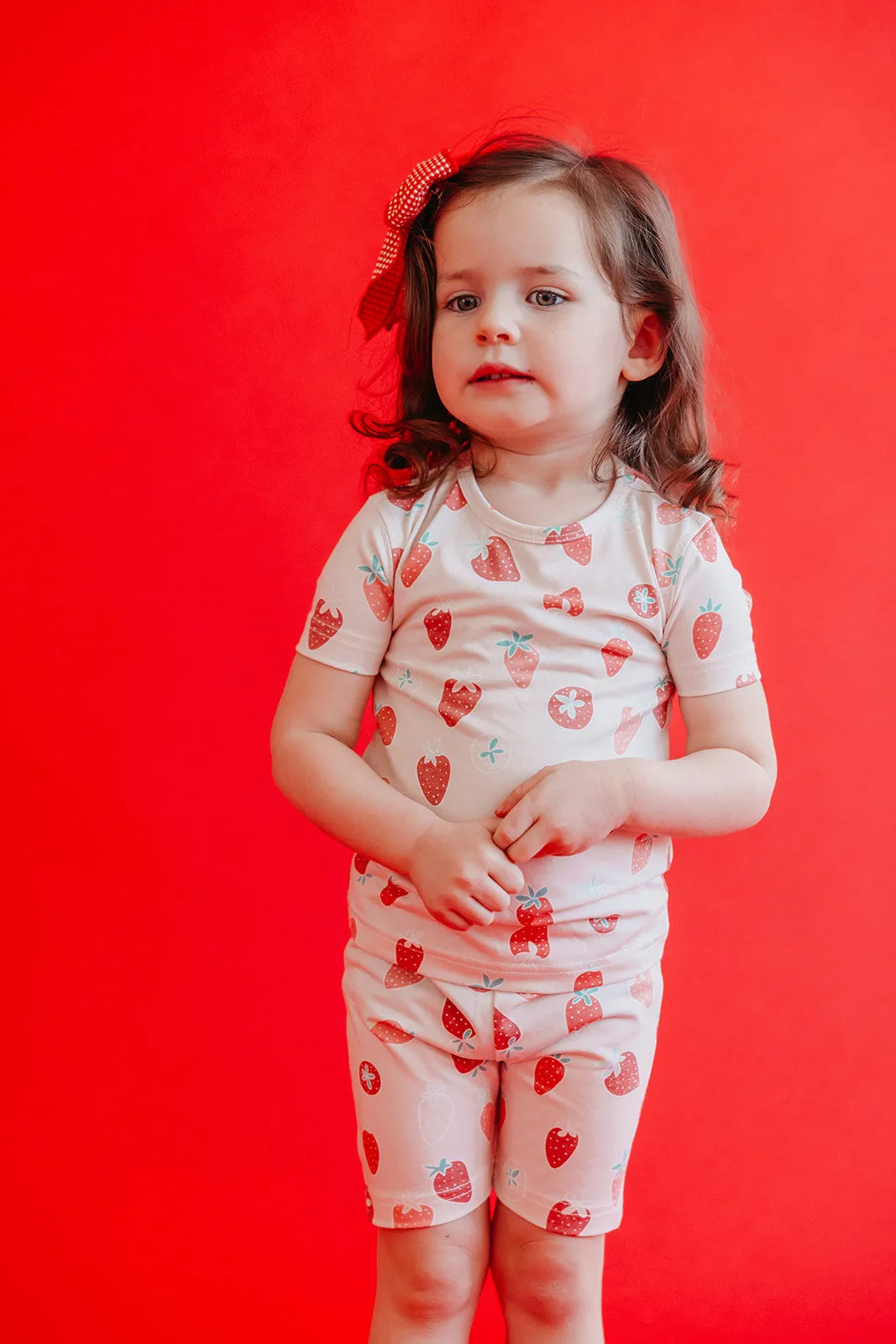 2pc Short Sleeve Pajama Set - Strawberry