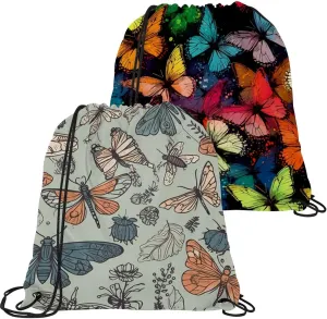 2PCS Butterfly Drawstring Bags Drawstring Gym Bag