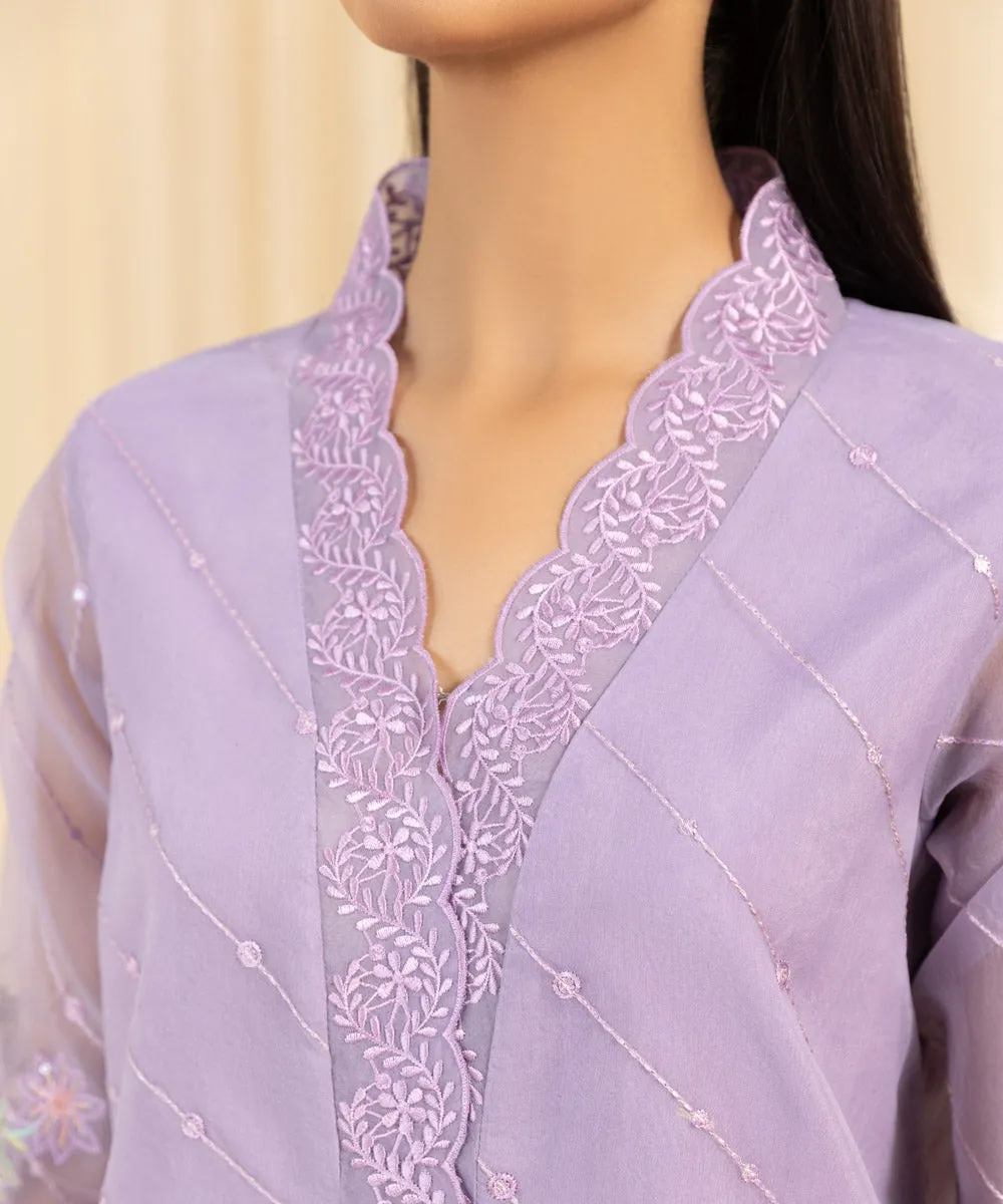 3 Piece -  Embroidered Organza Suit