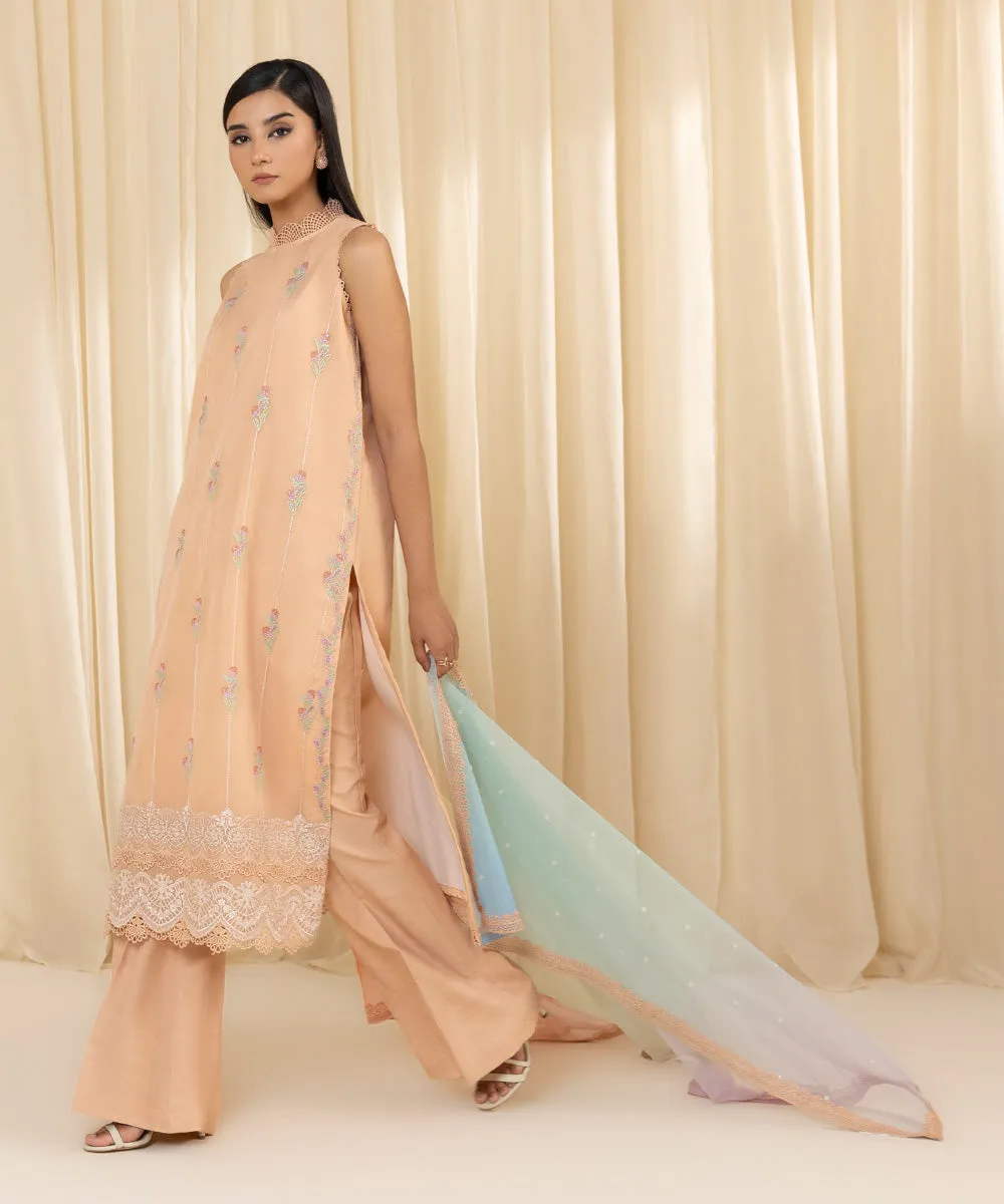3 Piece -  Embroidered Organza Suit