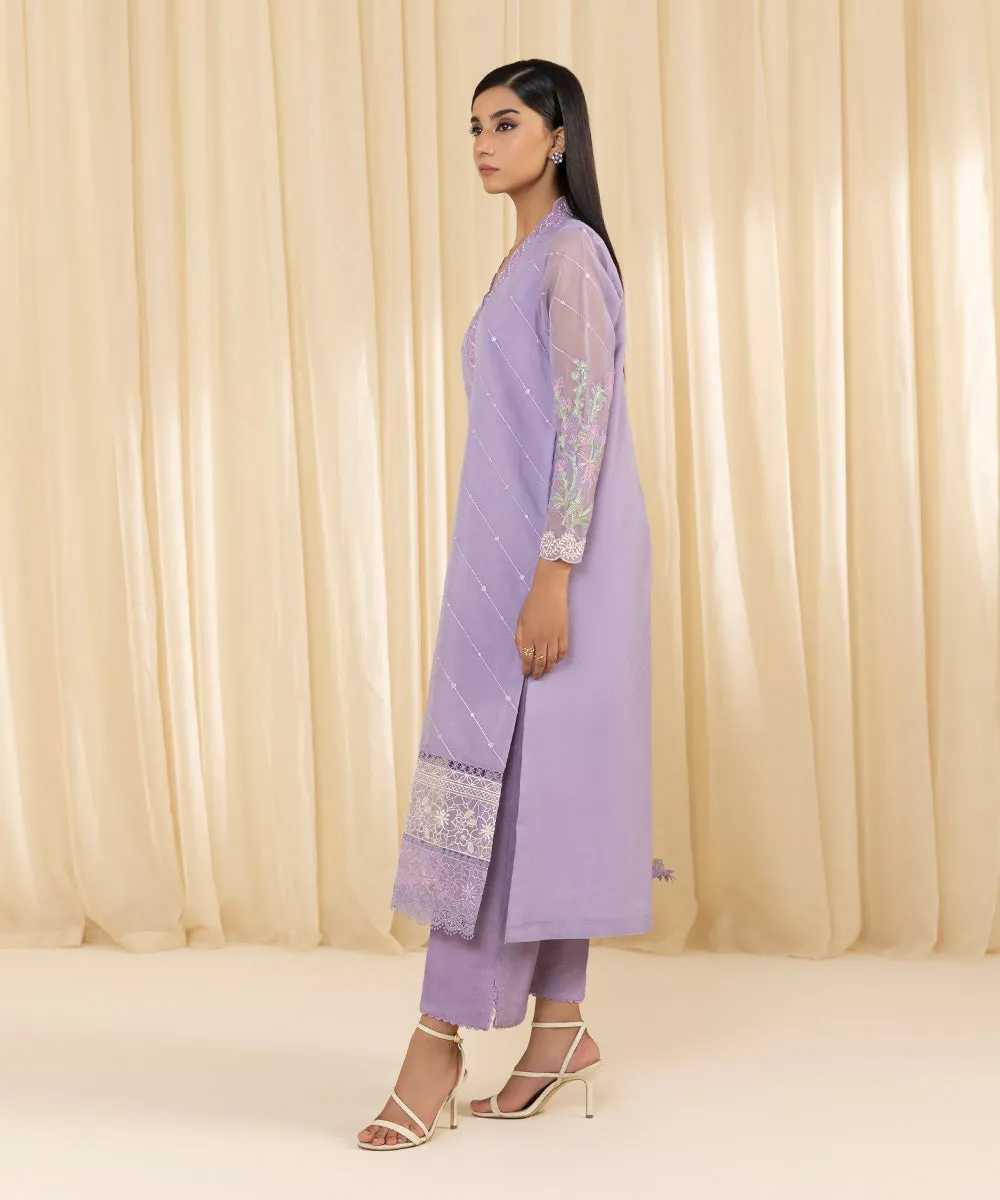 3 Piece -  Embroidered Organza Suit
