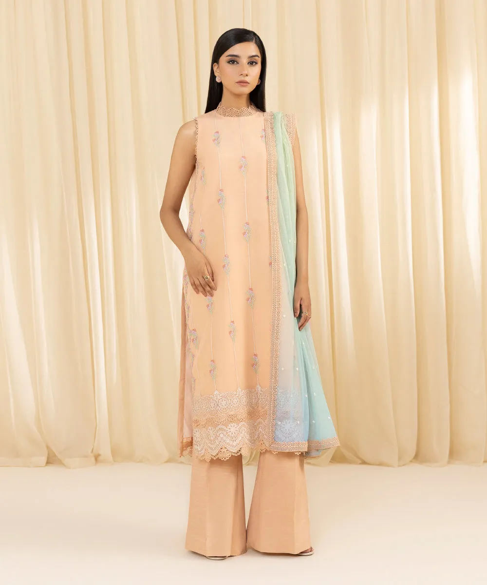 3 Piece -  Embroidered Organza Suit