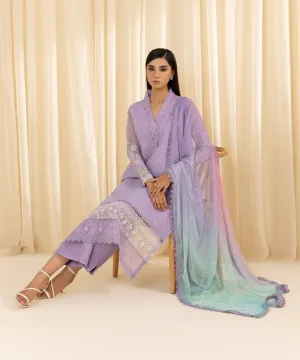 3 Piece -  Embroidered Organza Suit
