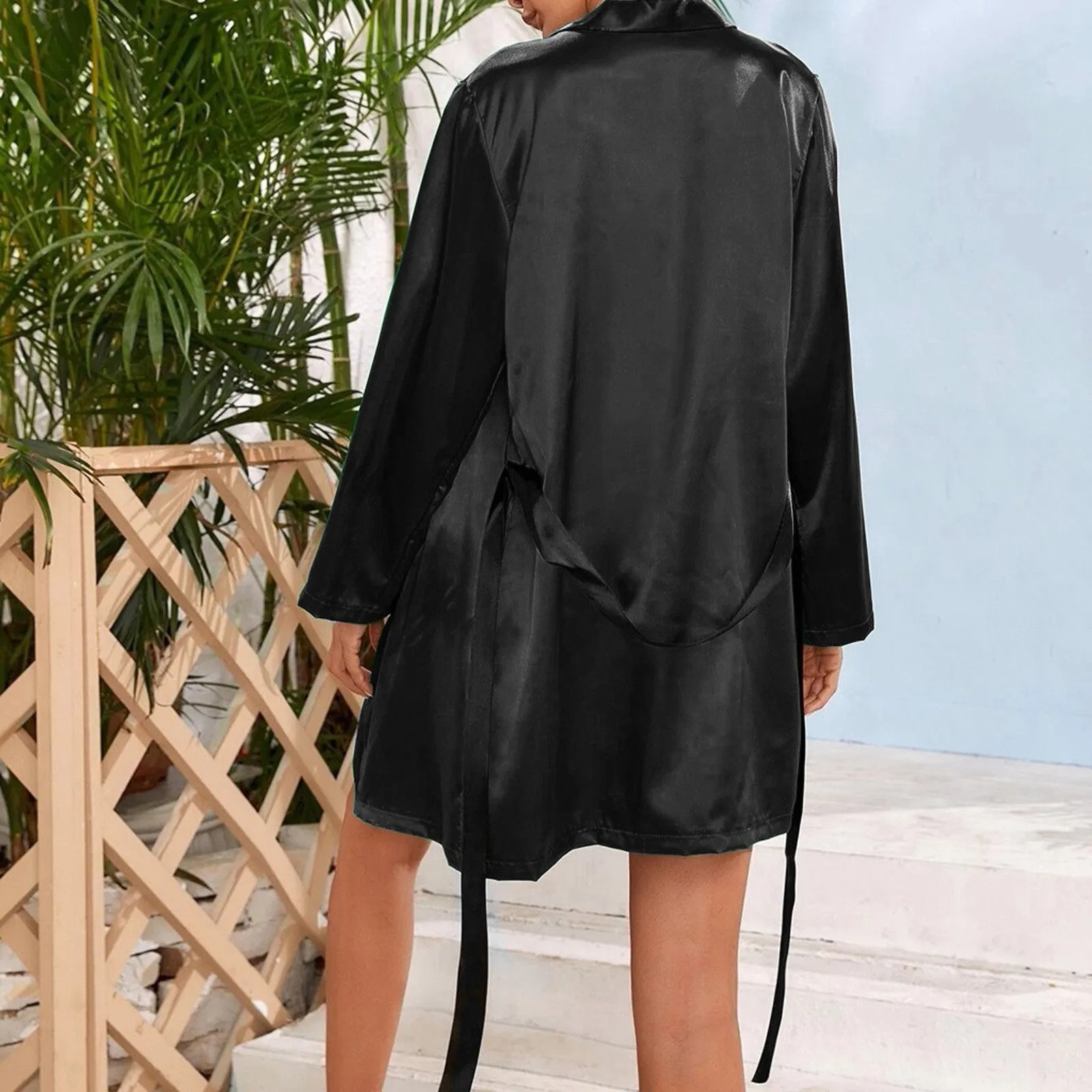 3-Piece Satin Silk Pajamas Set for Women – Sexy Lace Nightwear with Shorts, Robe, and Nightgown Sleepwear