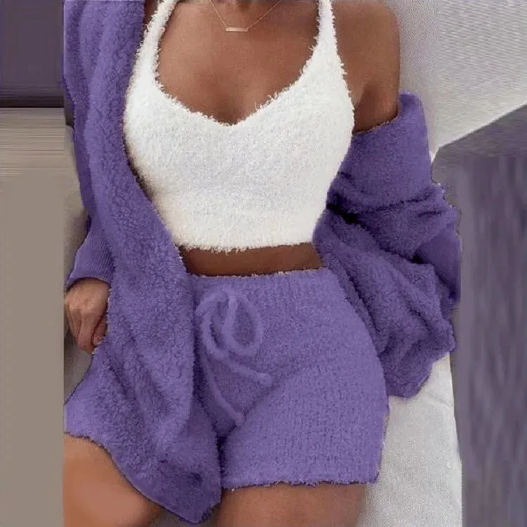 3-set Fluffy Pajamas Set | Polishia