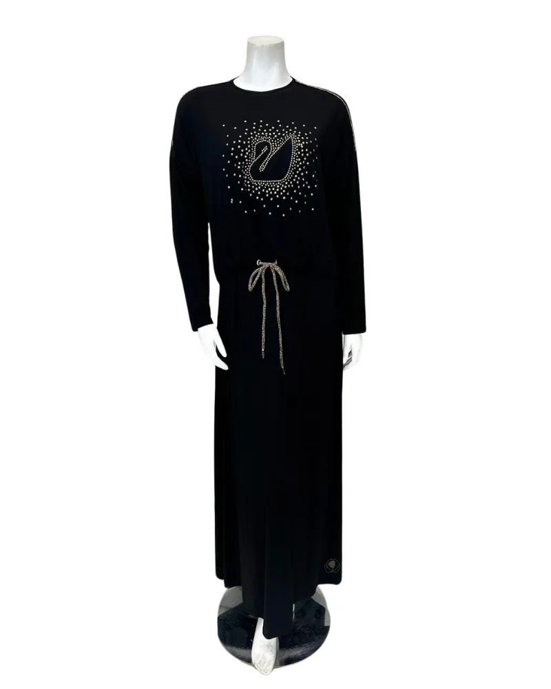 357811 Black Studded Swan Modal Nursing Nightgown