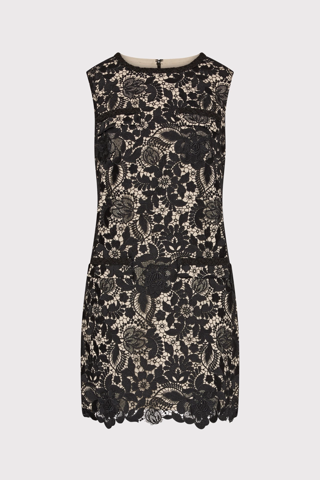 3D Garden Lace Sleeveless Mini Dress velvet feel