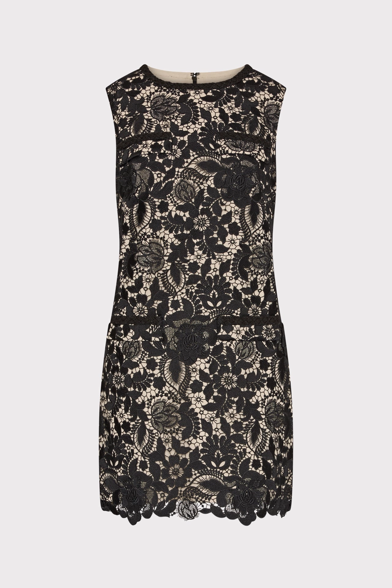 Elegant Mature Subtle-Print 3D Garden Lace Sleeveless Mini Dress