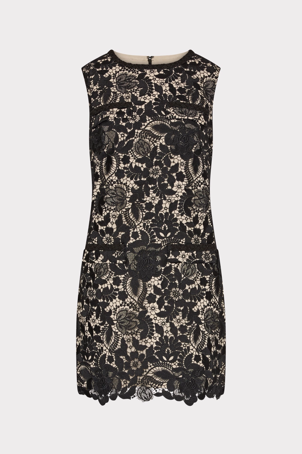 3D Garden Lace Sleeveless Mini Dress Sage Detail Shiny surface