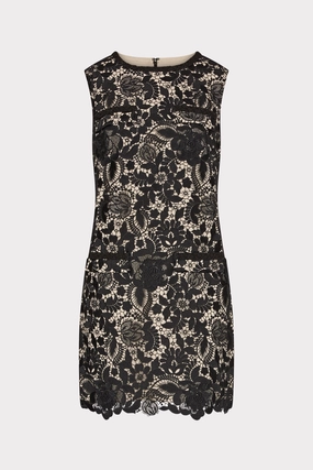 3D Garden Lace Sleeveless Mini Dress Sage Detail Shiny surface