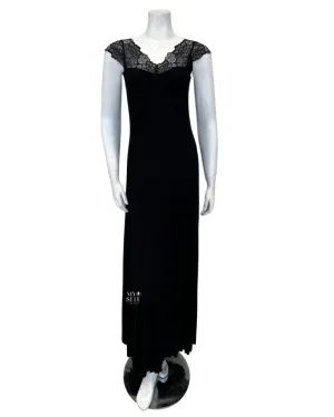 4007 Black Lace Sheer Back Nightgown