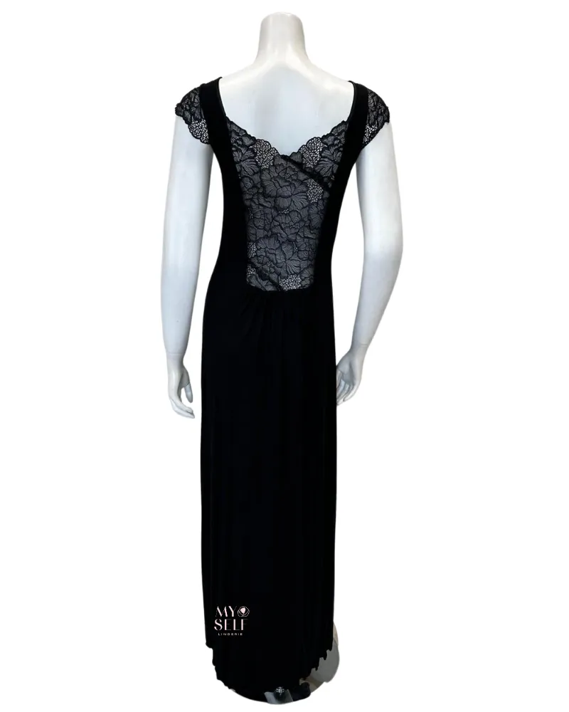 4007 Black Lace Sheer Back Nightgown