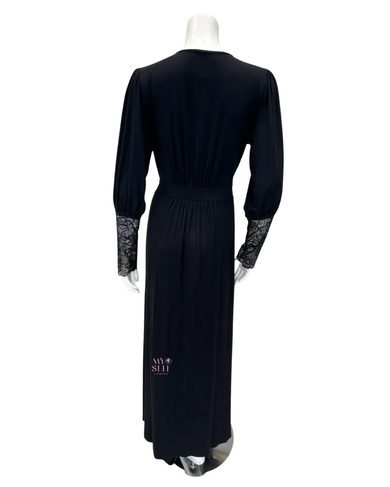 4011 Black Lace Modal Morning Robe