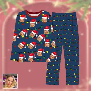 4FunGift® Personalized Photo Pajamas Set With Christmas Hat Gifts For Couple