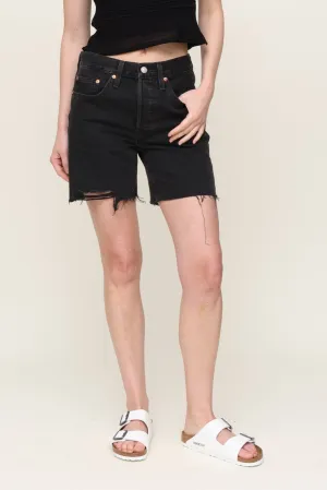 501 Mid Thigh Short Lunar Black Flexible Knee Panels Secure fit