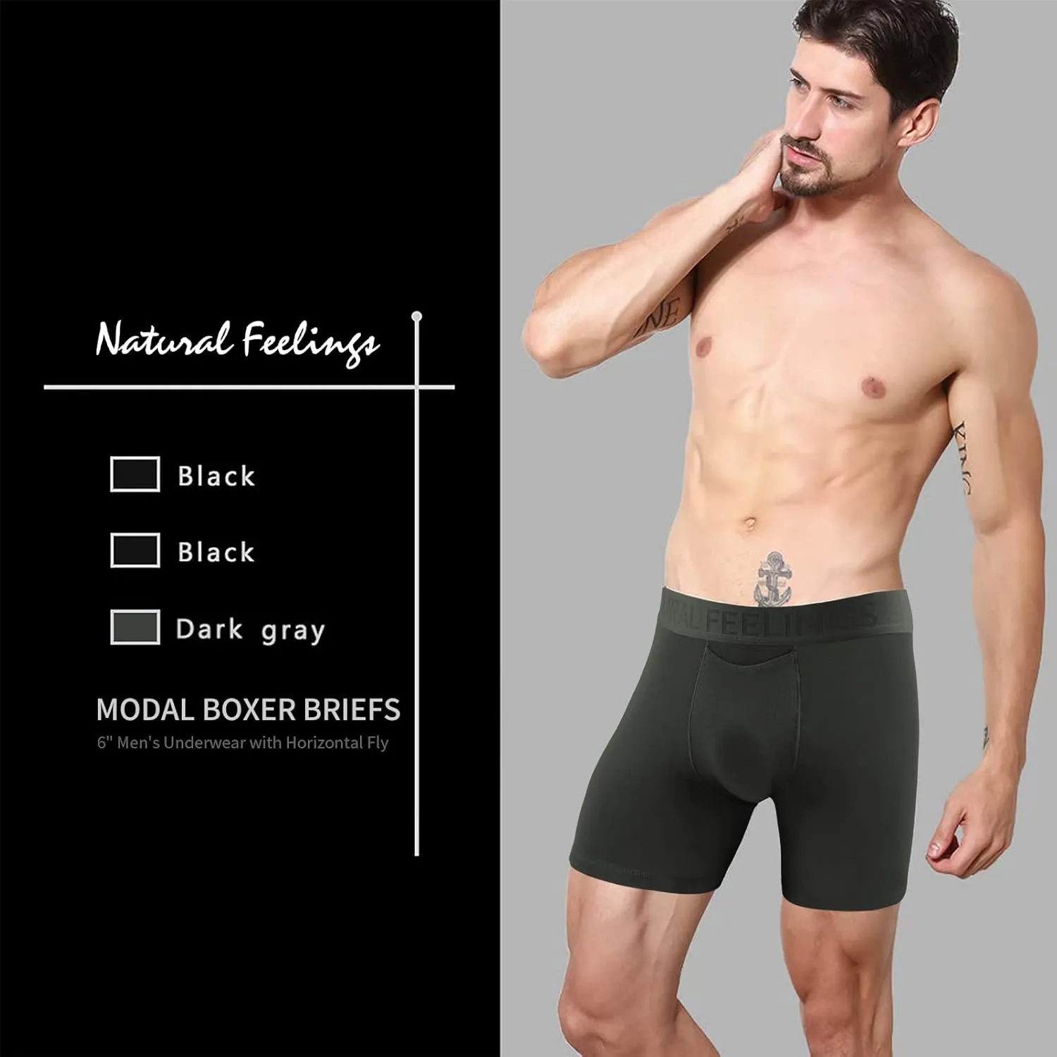 5Mayi Mens Underwear Boxer Briefs 3 Pack Premium Modal Men's Underwear Soft Pouch with Horizontal Fly S M L XL XXL