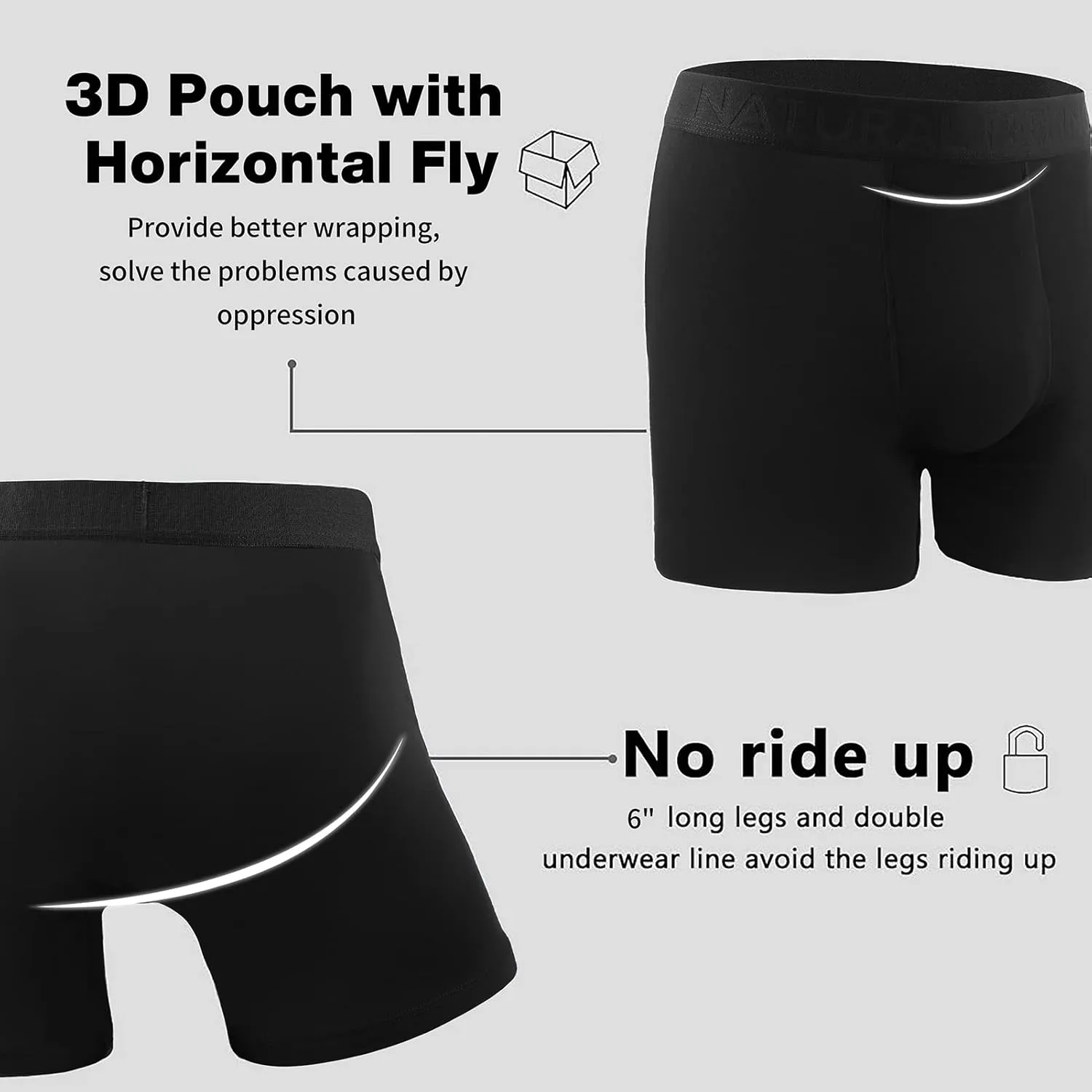 5Mayi Mens Underwear Boxer Briefs 3 Pack Premium Modal Men's Underwear Soft Pouch with Horizontal Fly S M L XL XXL