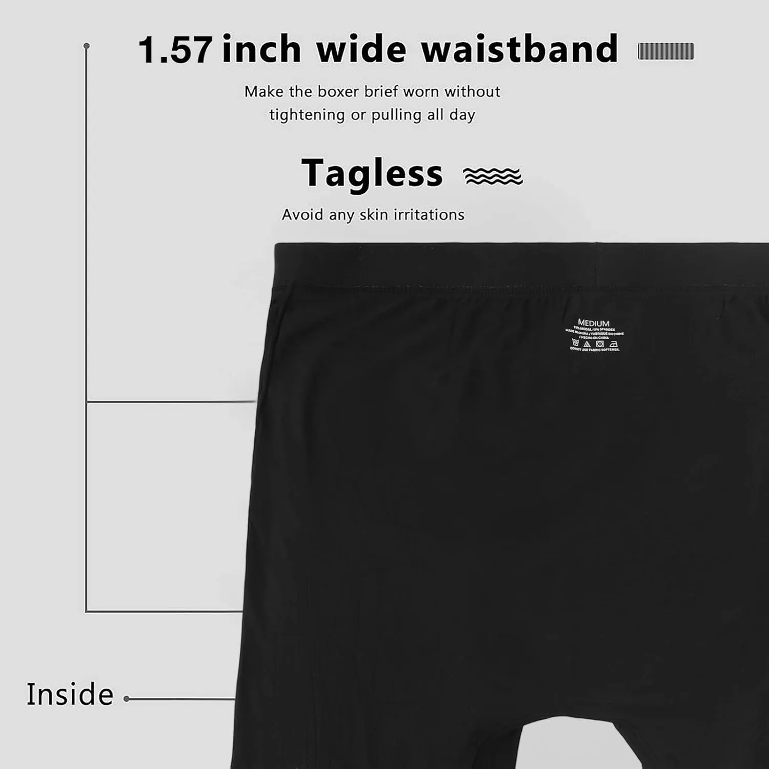 5Mayi Mens Underwear Boxer Briefs 3 Pack Premium Modal Men's Underwear Soft Pouch with Horizontal Fly S M L XL XXL
