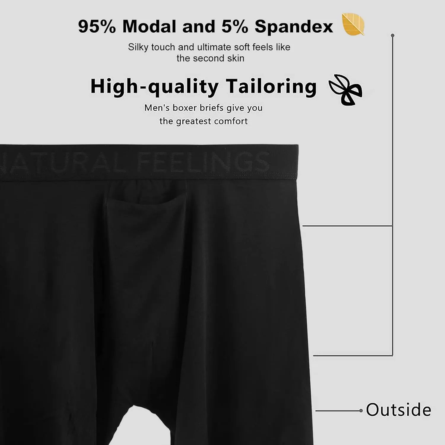 5Mayi Mens Underwear Boxer Briefs 3 Pack Premium Modal Men's Underwear Soft Pouch with Horizontal Fly S M L XL XXL