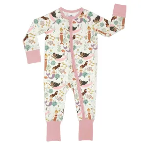 6-12 M Zip Up Mermaids Convertible Footie Pajamas