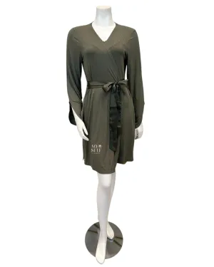6312 Dusty Olive Whisper Pointelle Modal Short Morning Robe