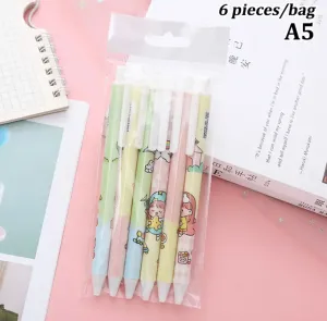 6Pcs Kawaii Gel Pen Set Cartoon Press Pen For Students