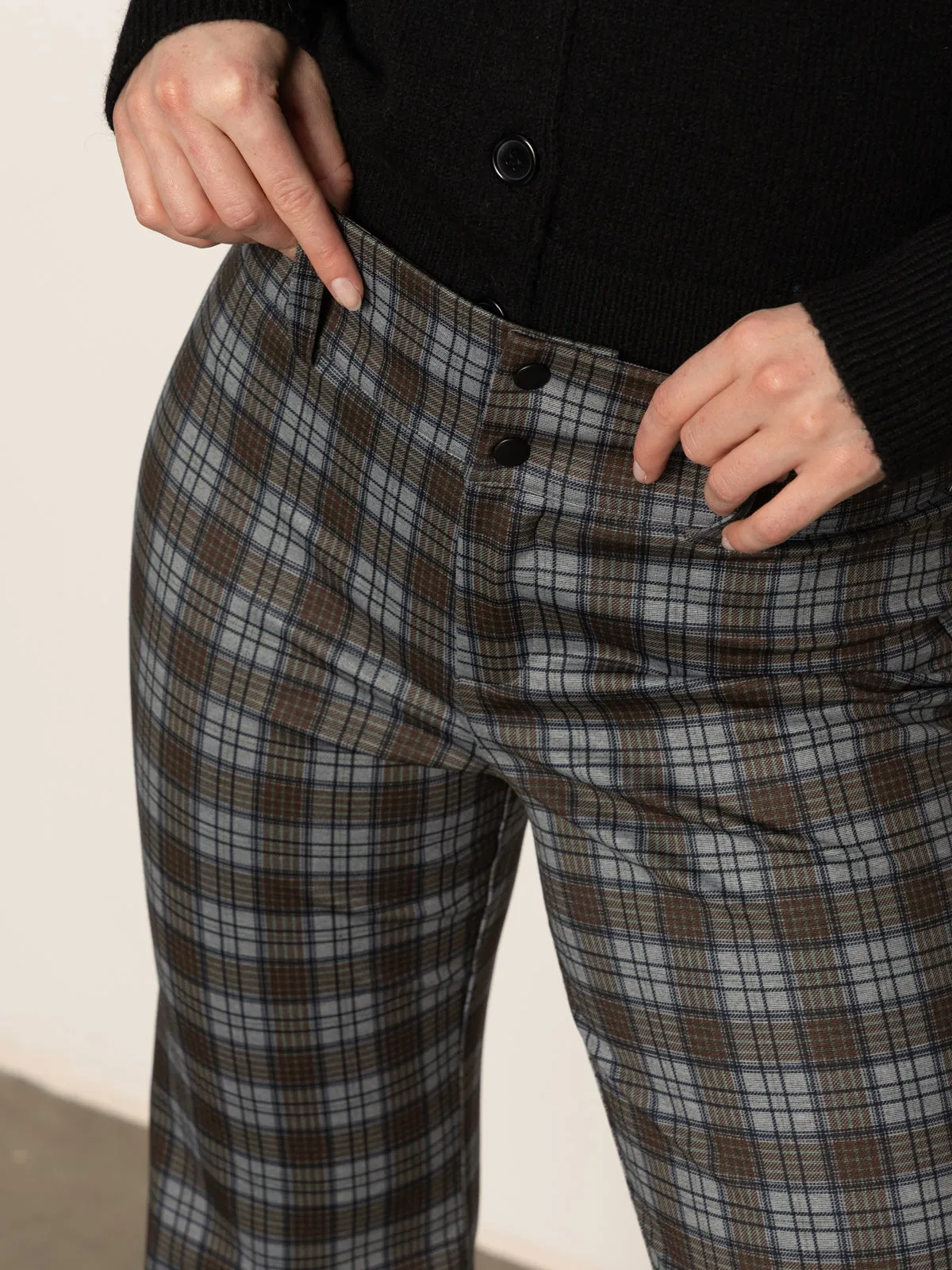 AntiStaticLining 90's Straight Legging Burnt Olive Plaid