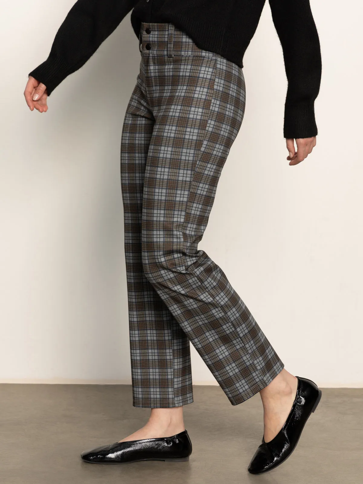 90's Straight Legging Burnt Olive Plaid Everyday Essential Everyday Comfort
