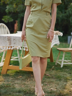 ??Final Sale??Kimura Straight Midi Skirt Breath Friendly Chilly Day Wear