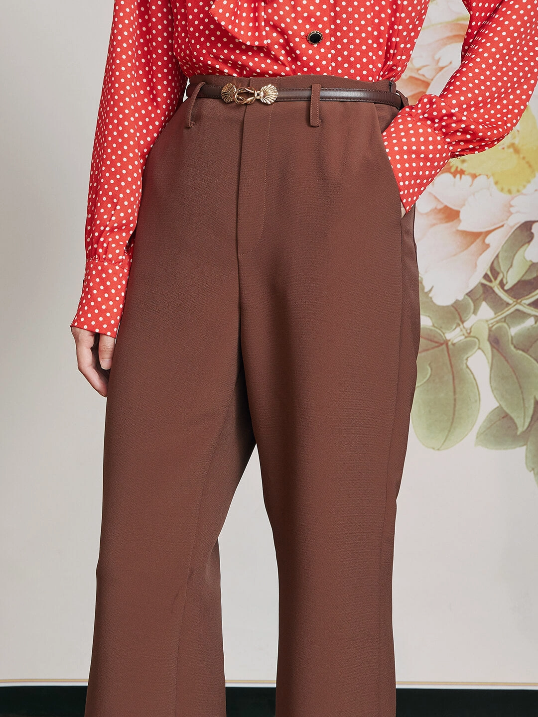 ??Final Sale??Novah High-waisted Bell-bottomed Caramel Trousers UV protection coating