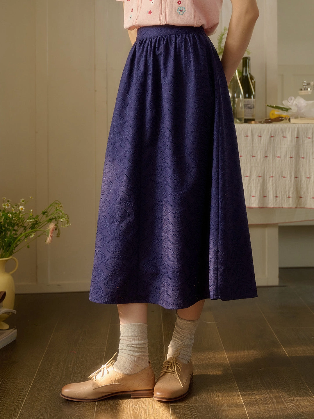 ??Final Sale??Skylar A-Line Embroidery Cotton Skirt Sporty Layer