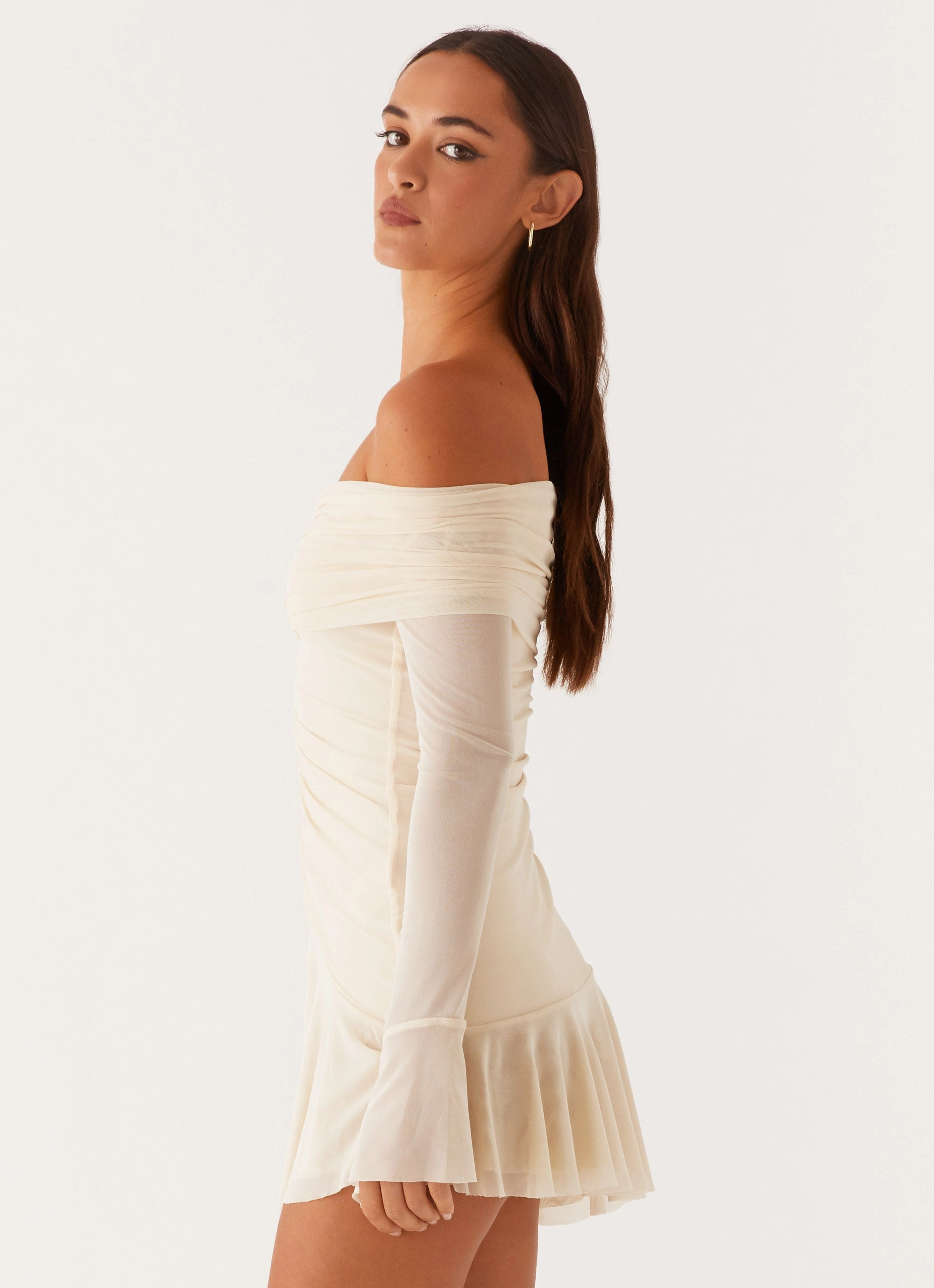 Ellis Ruched Mini Dress - Pastel Yellow Casual Moments Relaxed Style