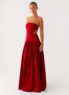 Aamari Maxi Dress - Red Timeless Waistband Fit