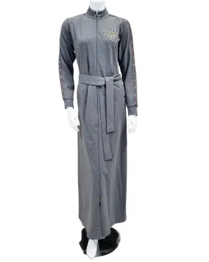 ABN902 Grey Jersey Zip Front Morning Robe
