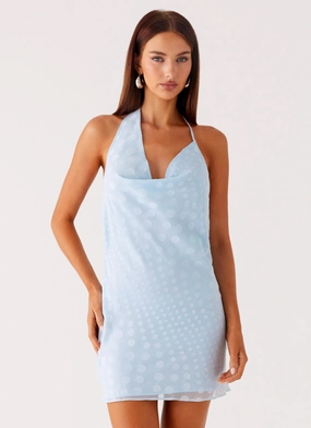 Cloud Light Lace-Edge About Today Mini Dress - Blue