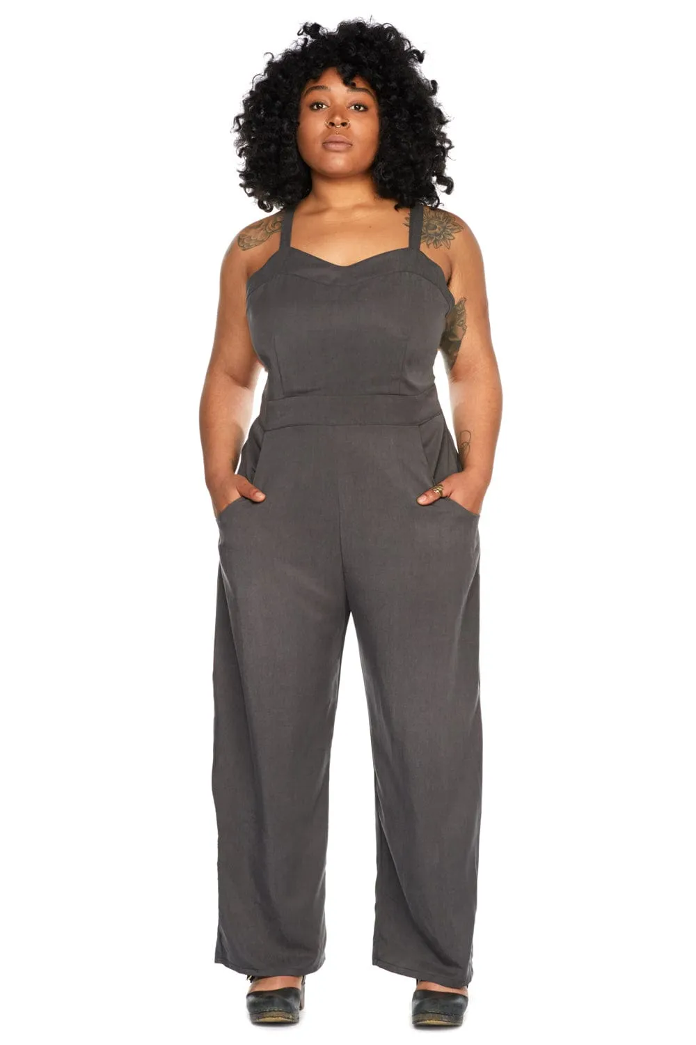 Yolked Juniper Jumpsuit in Olive Tencel Versatile Wearable Clean Lines