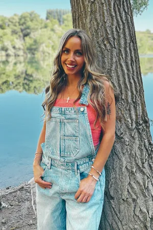 Wide-leg cut Free People We The Free Good Luck Barrel Overalls