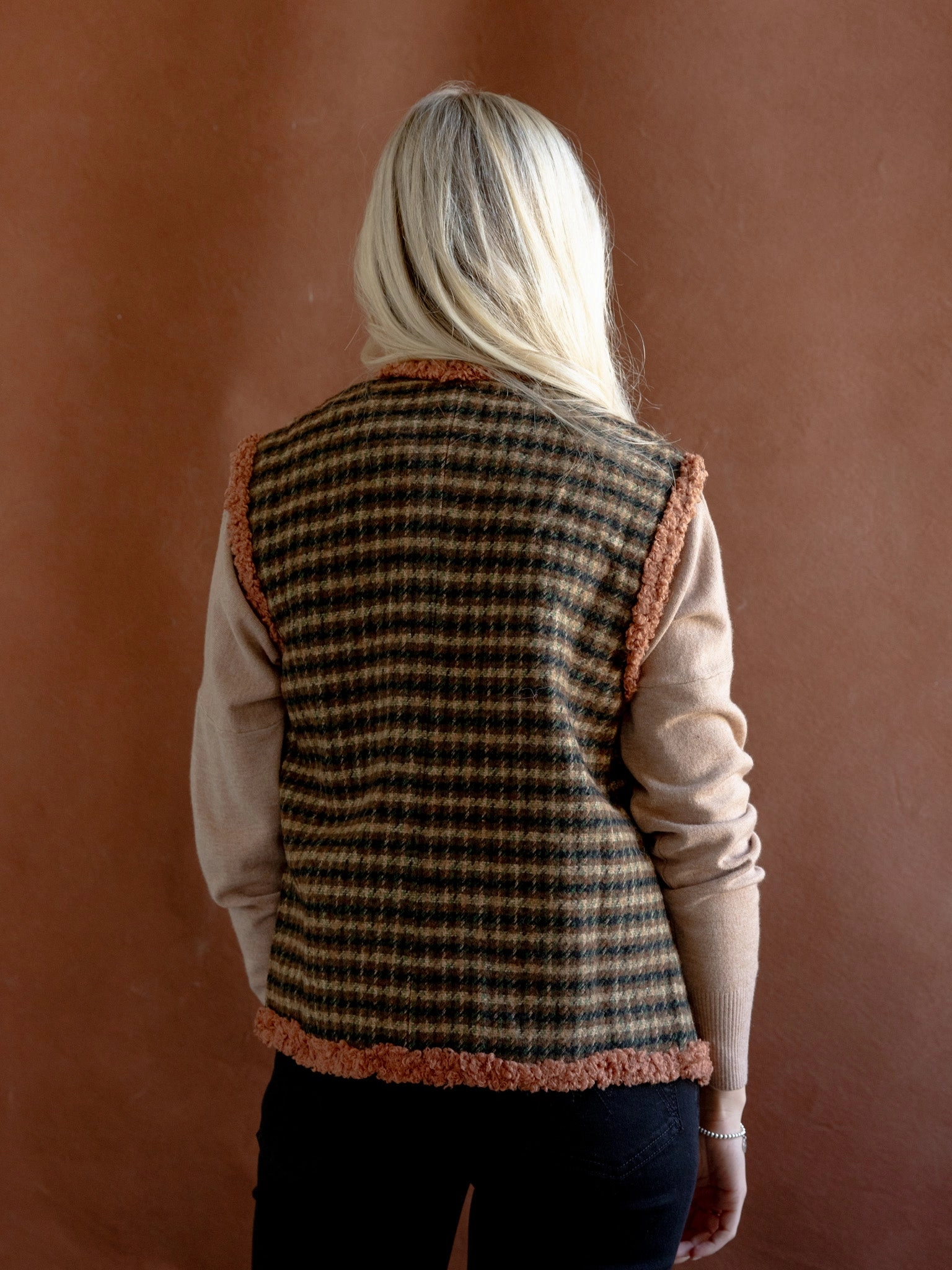 Pre Shrunk Cotton Blend Sustainable Material Houndstooth Pocket Vest