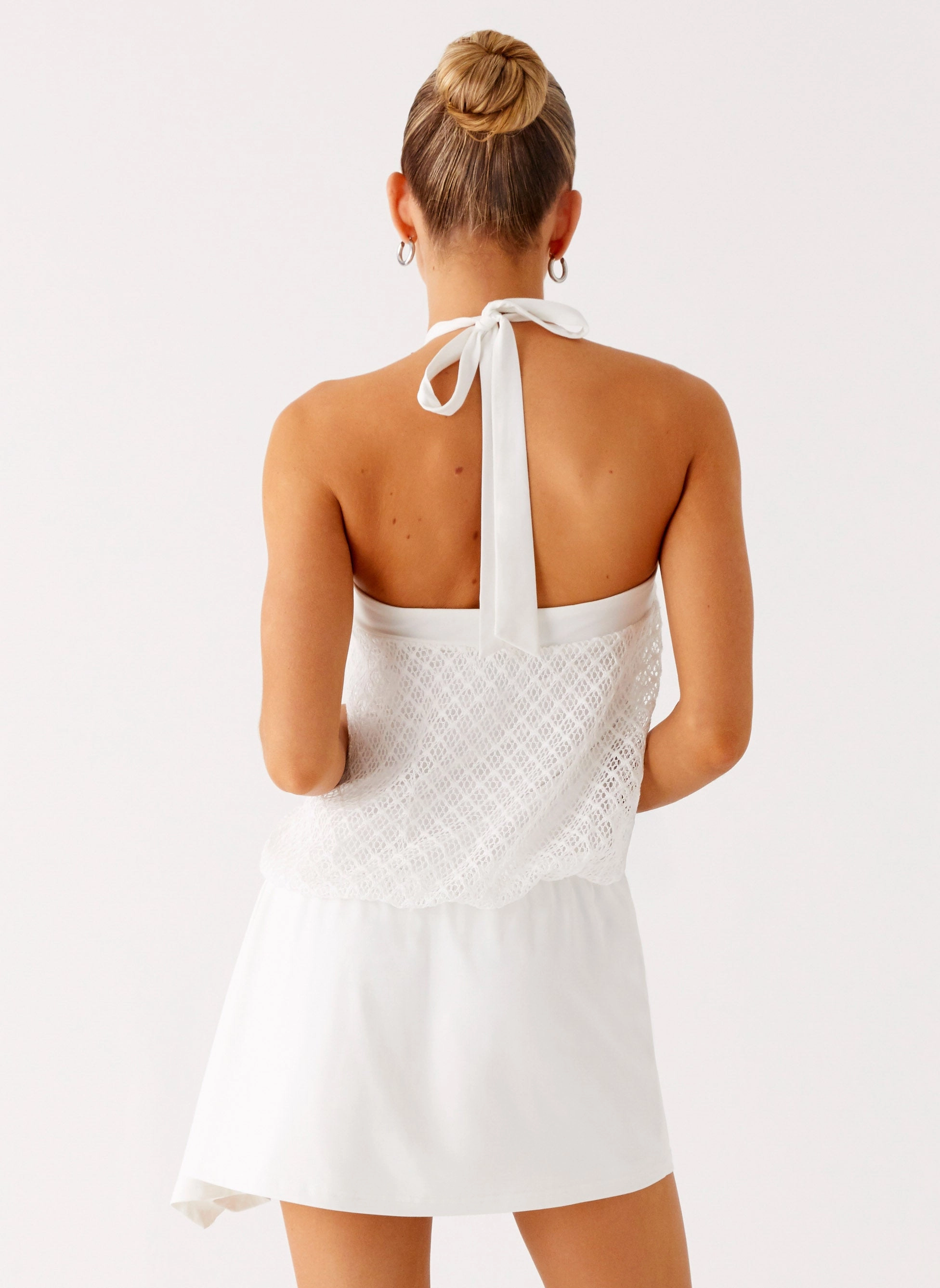 Romantic Style Lightweight-Layer Switch Up Halter Mini Dress - Ivory