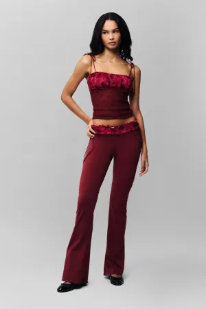 Ruched Side Tie Stretch Pant Form Fit Comfort Workout Ready