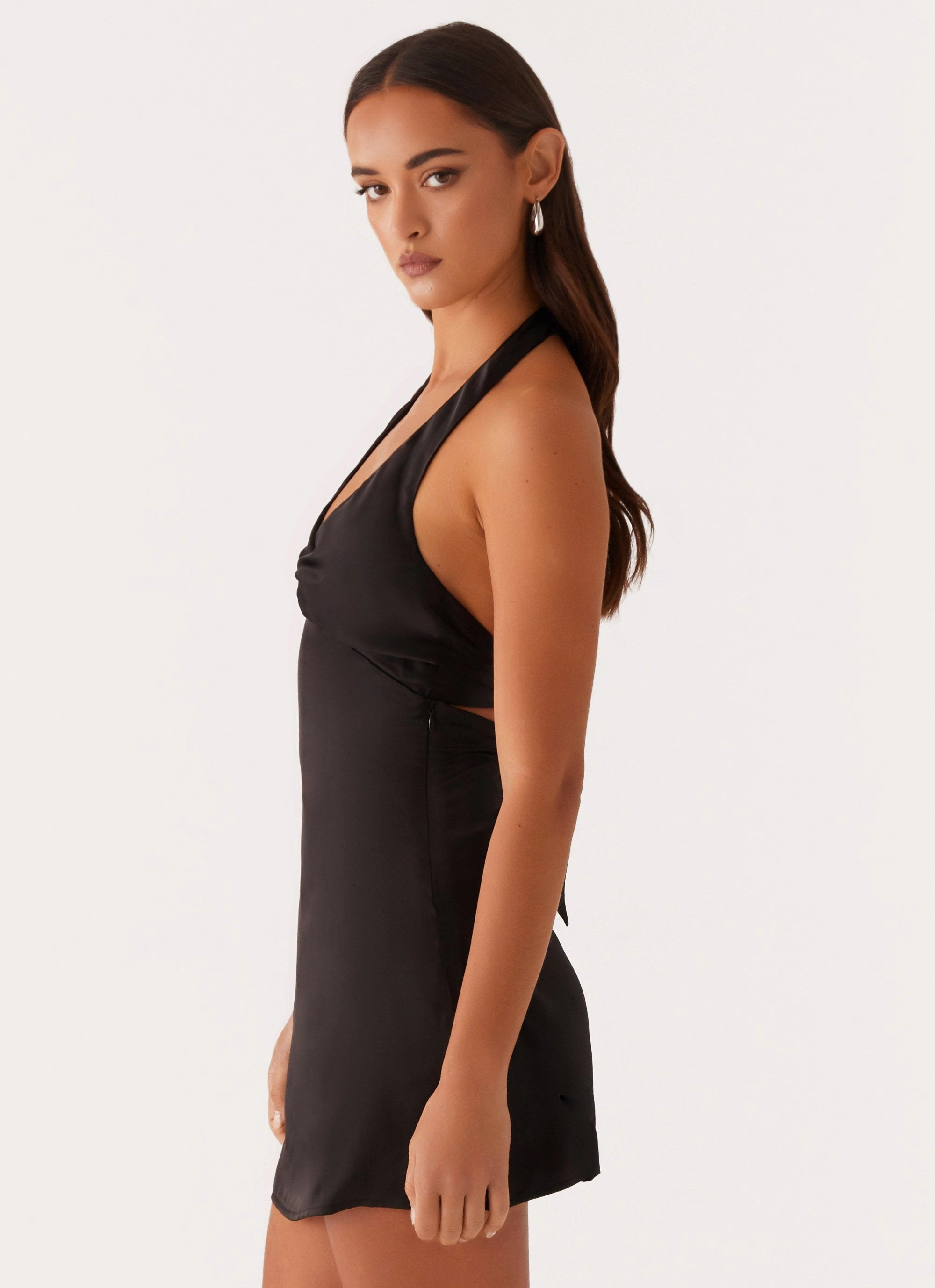 Heavy Hearted Mini Dress - Black Double Layered Design