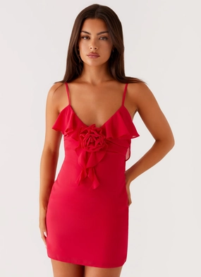 Haylie Mini Dress - Raspberry Ventilated Slits