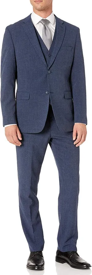 Adam Baker Men's Single Breasted Stretch Slim Fit Stretch 2-Button Vested Suit Set - Colors