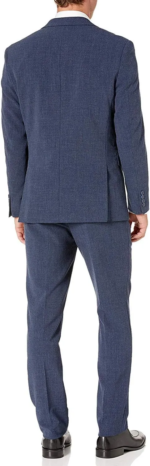 Adam Baker Men's Single Breasted Stretch Slim Fit Stretch 2-Button Vested Suit Set - Colors