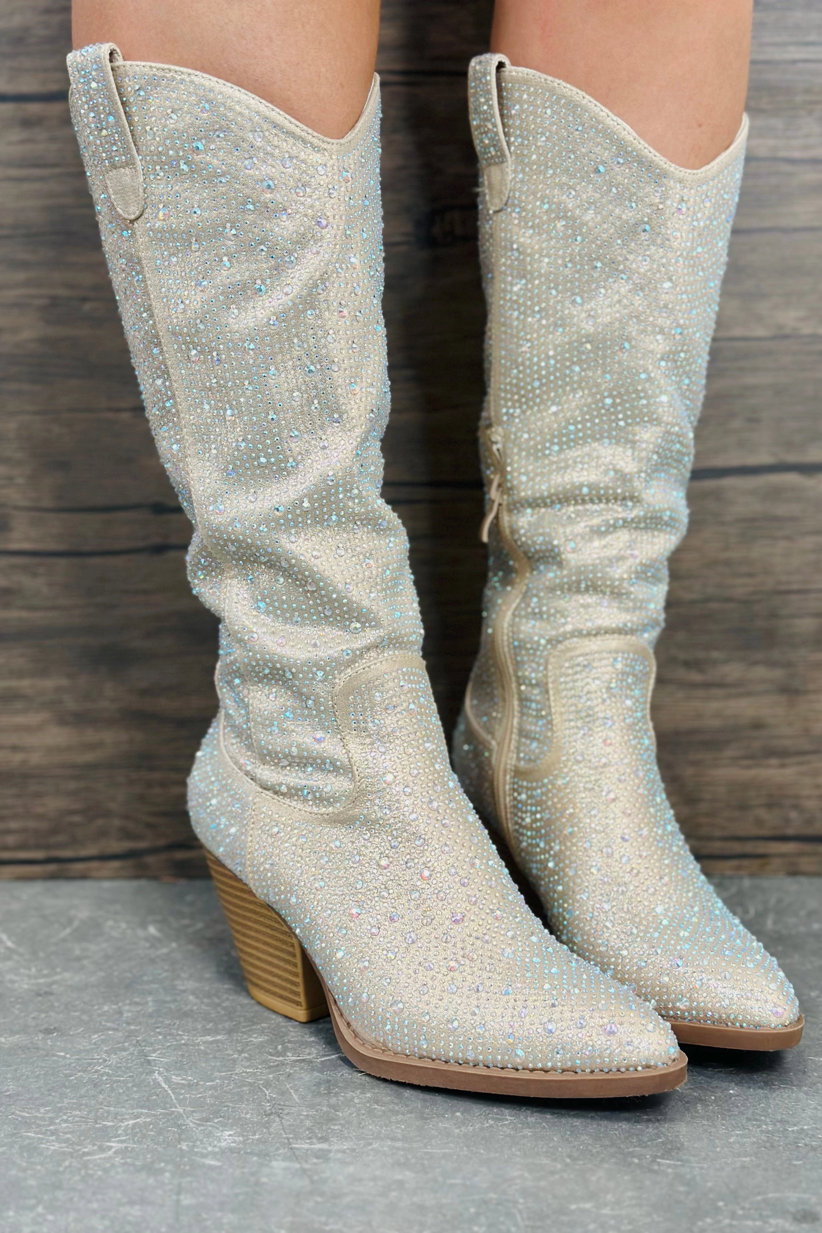 VentilatedMeshPaneling Adelaide Rhinestone Boots - FINAL SALE