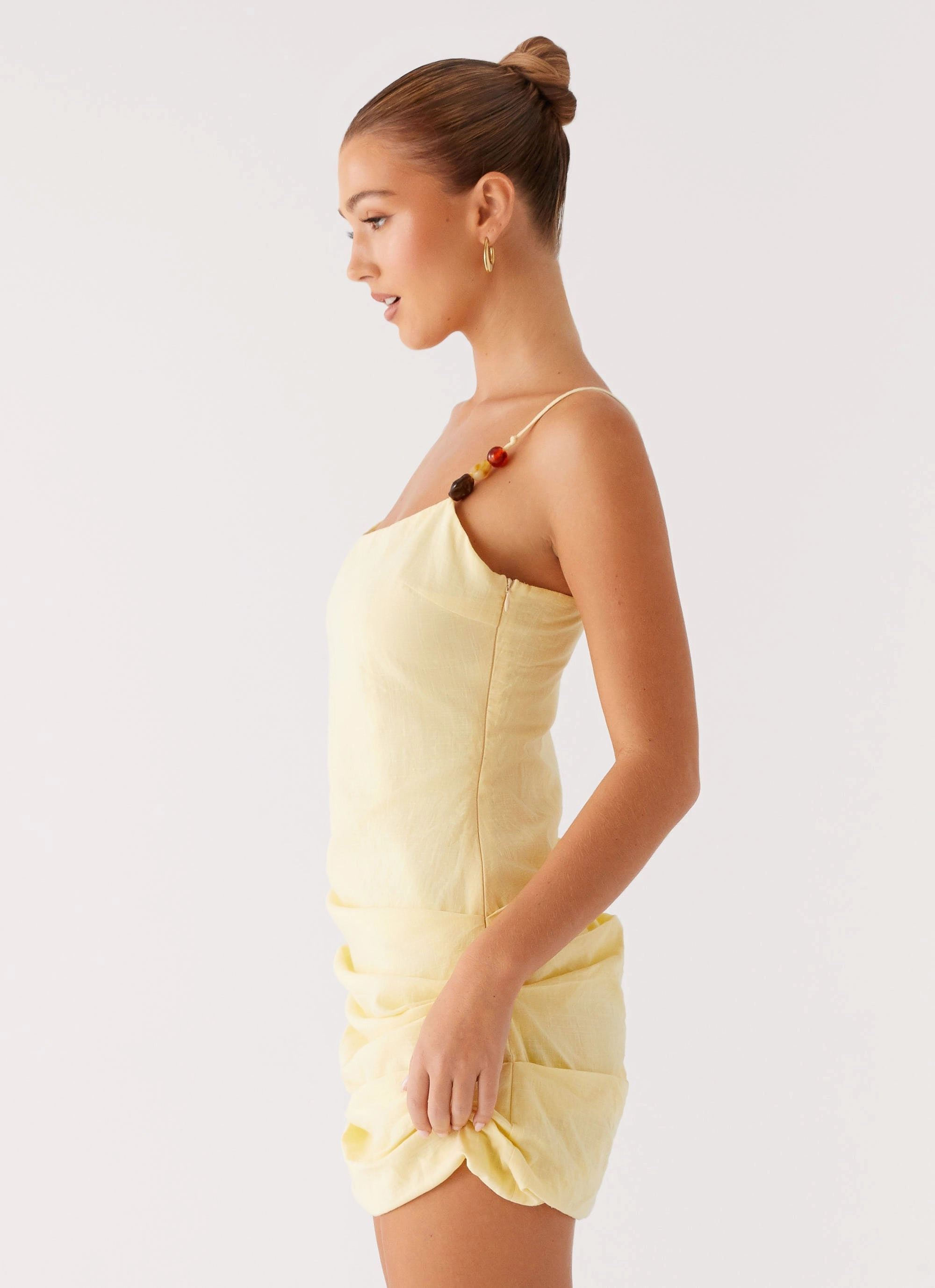 Vibe Ready Linen blend Adella Mini Dress - Yellow