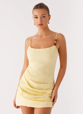 Anti Static Lining Bold Edge Adella Mini Dress - Yellow
